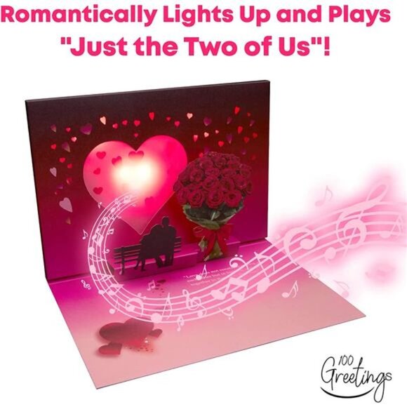 100 Greetings LIGHT & MUSIC Pop Up Happy Anniversary Card Plays Song - Picture 2 of 5